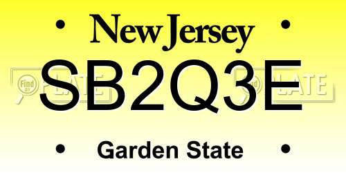 SB2Q3E New Jersey License Plate