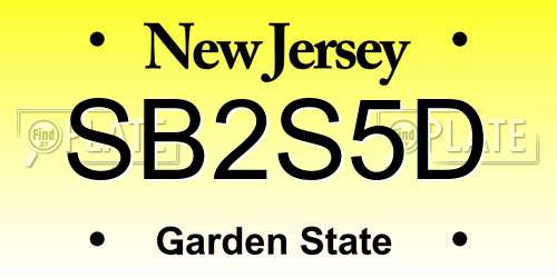 SB2S5D New Jersey License Plate