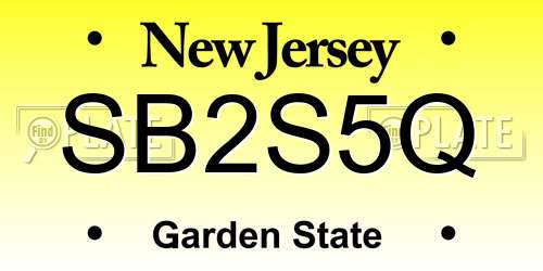 SB2S5Q New Jersey License Plate
