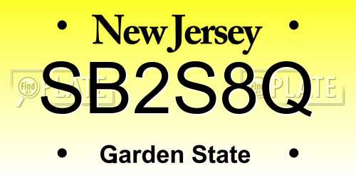 SB2S8Q New Jersey License Plate