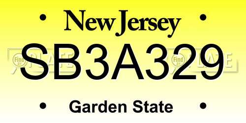 SB3A329 New Jersey License Plate