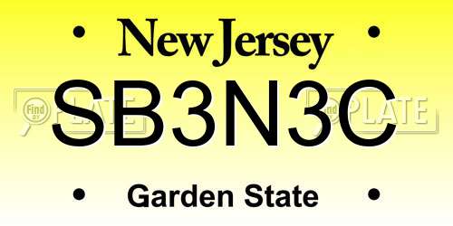 SB3N3C New Jersey License Plate