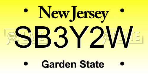 SB3Y2W New Jersey License Plate