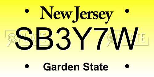 SB3Y7W New Jersey License Plate