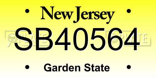 SB40564 New Jersey License Plate