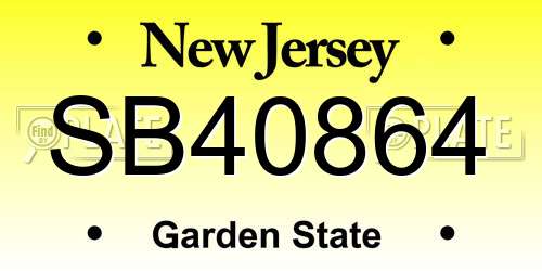 SB40864 New Jersey License Plate