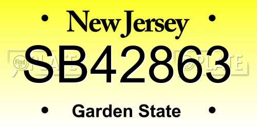 SB42863 New Jersey License Plate