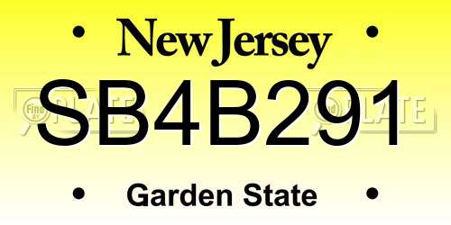 SB4B291 New Jersey License Plate