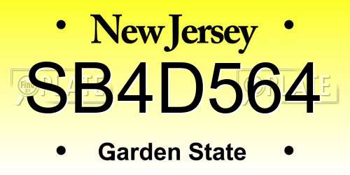 SB4D564 New Jersey License Plate