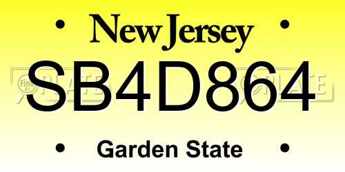 SB4D864 New Jersey License Plate