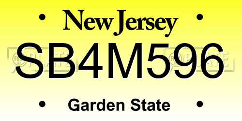 SB4M596 New Jersey License Plate