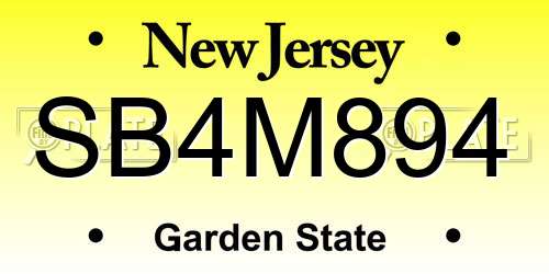 SB4M894 New Jersey License Plate