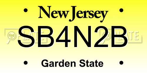 SB4N2B New Jersey License Plate