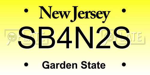 SB4N2S New Jersey License Plate