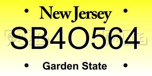 SB4O564 New Jersey License Plate