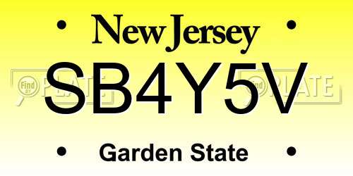 SB4Y5V New Jersey License Plate