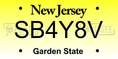SB4Y8V New Jersey License Plate
