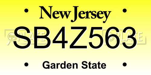 SB4Z563 New Jersey License Plate
