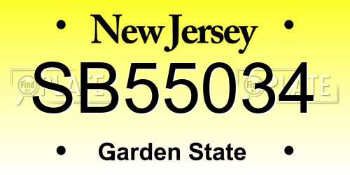 SB55034 New Jersey License Plate