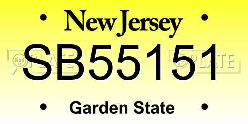 SB55151 New Jersey License Plate
