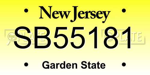SB55181 New Jersey License Plate