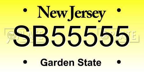 SB55555 New Jersey License Plate