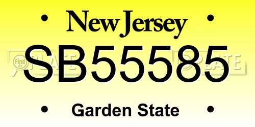 SB55585 New Jersey License Plate