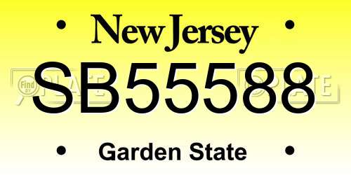 SB55588 New Jersey License Plate