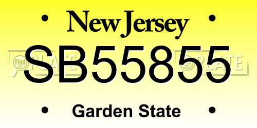 SB55855 New Jersey License Plate