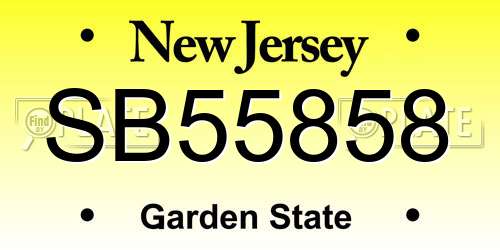 SB55858 New Jersey License Plate