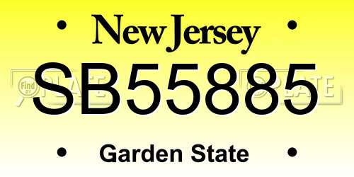 SB55885 New Jersey License Plate