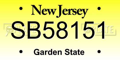 SB58151 New Jersey License Plate