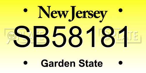 SB58181 New Jersey License Plate