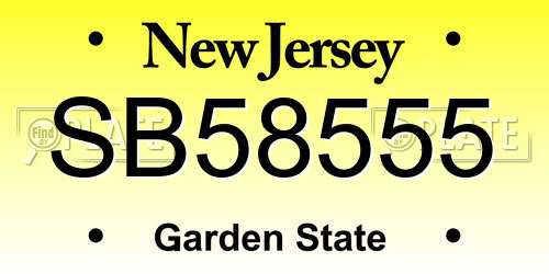 SB58555 New Jersey License Plate