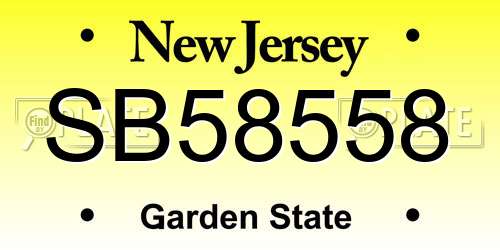 SB58558 New Jersey License Plate