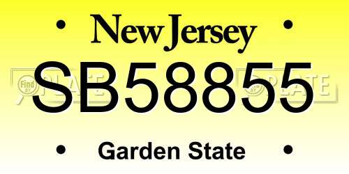SB58855 New Jersey License Plate