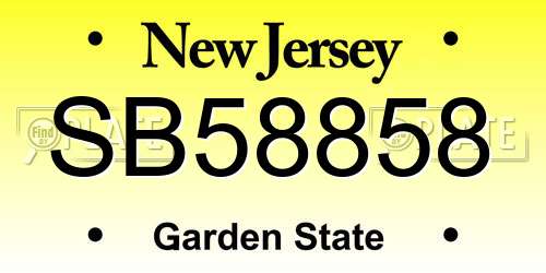 SB58858 New Jersey License Plate