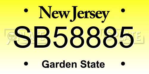 SB58885 New Jersey License Plate