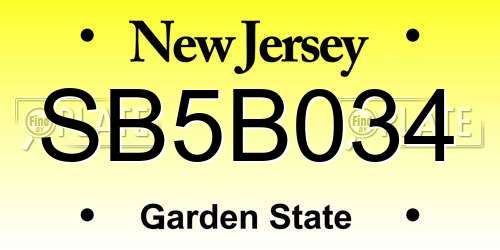 SB5B034 New Jersey License Plate