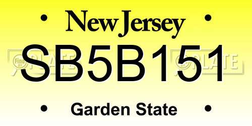SB5B151 New Jersey License Plate