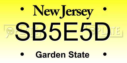 SB5E5D New Jersey License Plate