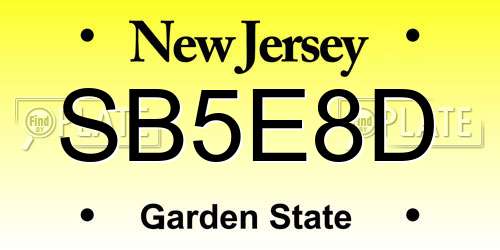 SB5E8D New Jersey License Plate