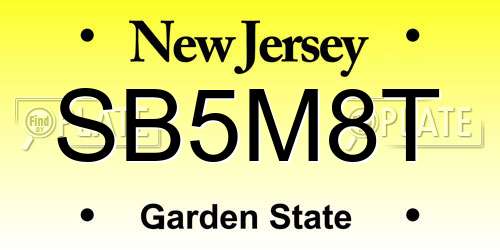 SB5M8T New Jersey License Plate