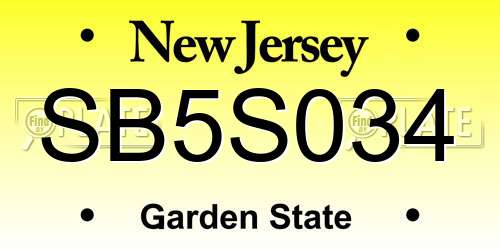 SB5S034 New Jersey License Plate