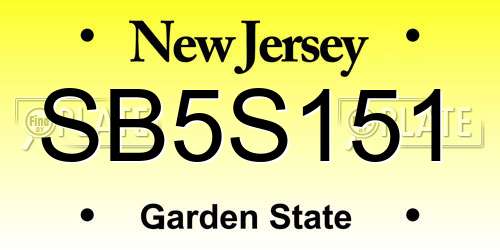 SB5S151 New Jersey License Plate