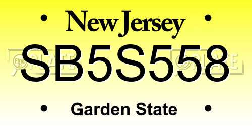 SB5S558 New Jersey License Plate