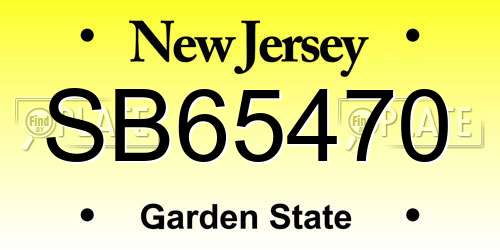 SB65470 New Jersey License Plate