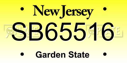 SB65516 New Jersey License Plate