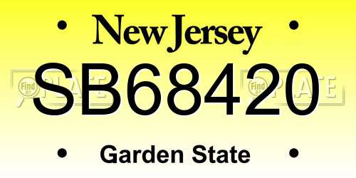 SB68420 New Jersey License Plate