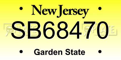 SB68470 New Jersey License Plate